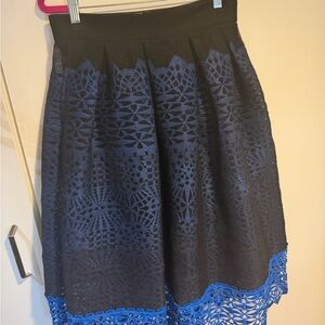 Maje Black and Blue Lace A-Line Skirt
